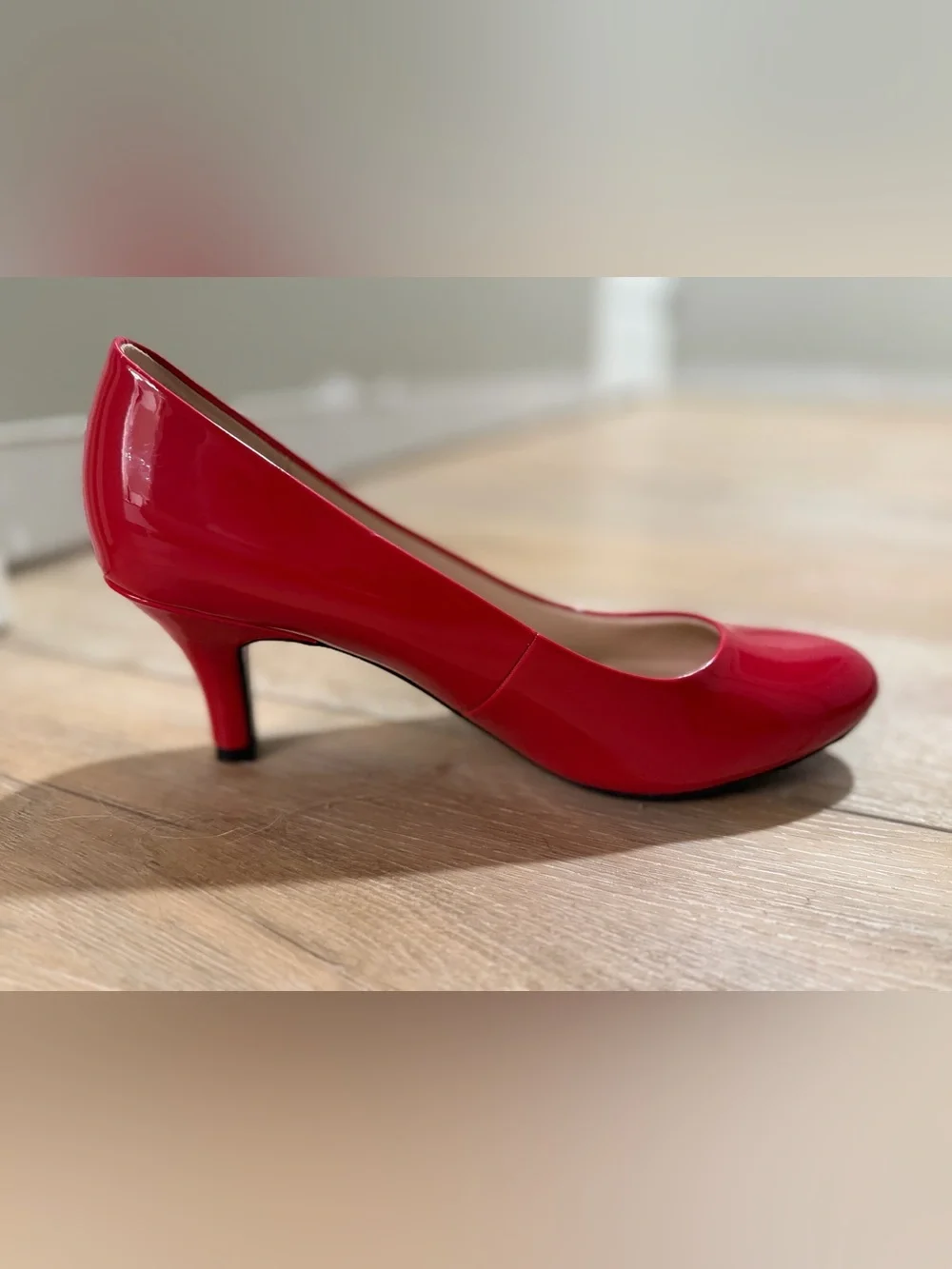 Life Stride Red Patent Round-Toe Pumps